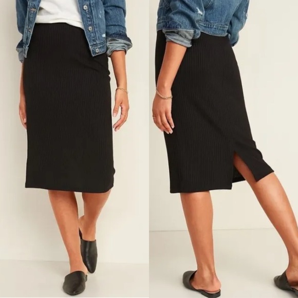 Old Navy Dresses & Skirts - Old Navy Skirt Ribbed Knit Pull On Stretch Pencil Midi